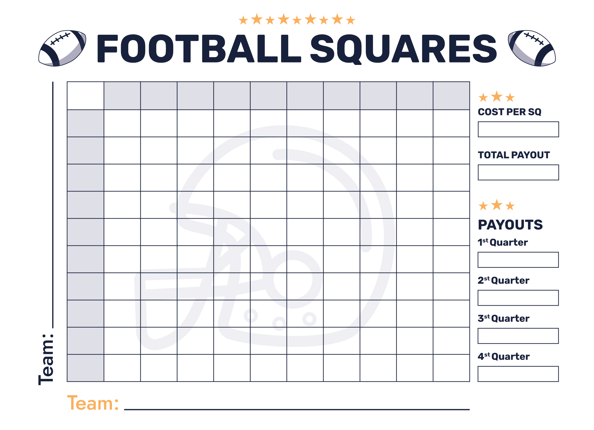 super bowl 100 squares free google docs template - gdoc.io